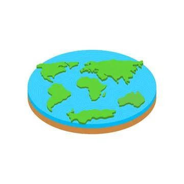 Flat earth outdated hypothesis that the Earth is a flat disk. The concept of  Stock Illustration
