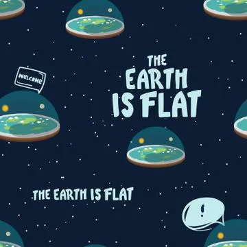 Flat Earth. seamless pattern. Old Vision of Planet and solar system. Earth li Stock Illustration