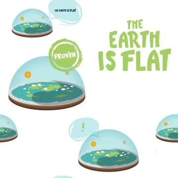 Flat Earth on white background. seamless pattern. Old Vision of Planet. Earth Stock Illustration