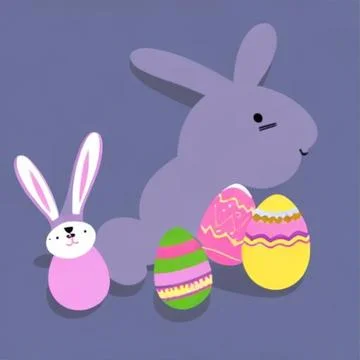 Flat Easter Bunny Purple Background Ilustração Stock