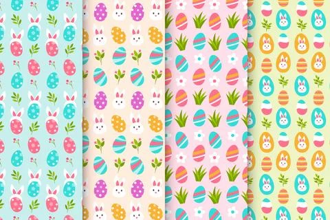 Flat easter day colorful patterns Illustrazione stock