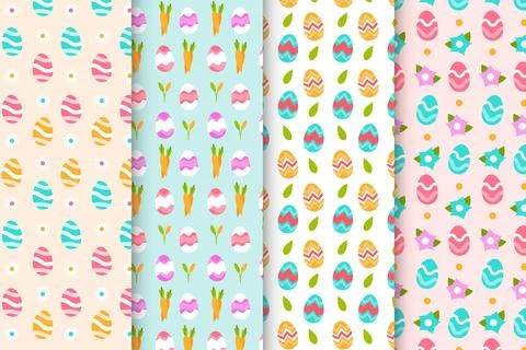 Flat easter day colorful patterns set Stockillustratie