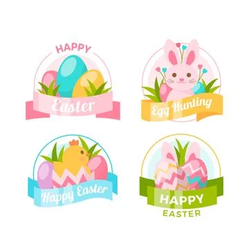Flat easter day labels set Stock Illustration