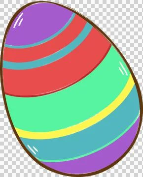 Flat Easter egg illustration showing vibrant stripes with gloss strokes on Stock Illustration
