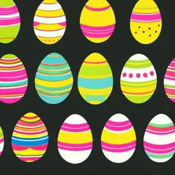 Flat Easter Eggs Black Background Illustrazione stock