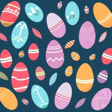 Flat Easter Eggs Dark Background Stock Illustration
