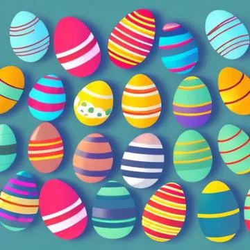 Flat Easter Eggs Green Background Ilustração Stock