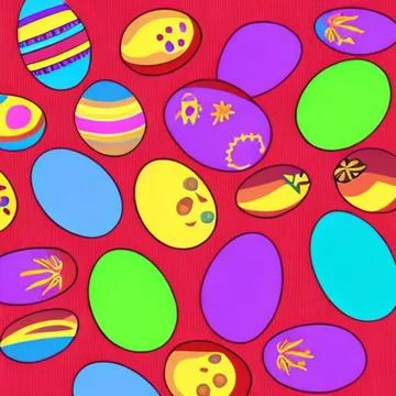 Flat Easter Eggs Red Background Illustrazione stock
