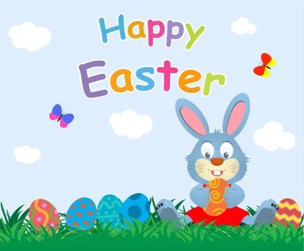 Flat Easter holiday modern style design 스톡 일러스트
