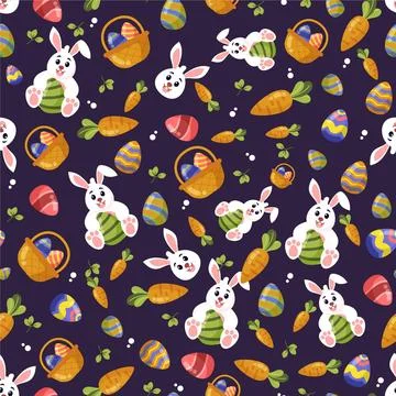 Flat easter pattern Stock Illustration