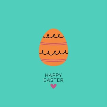 Flat Eatser egg. Greeting card for Happy Easter. Trendy minimalistic holida.. 스톡 일러스트