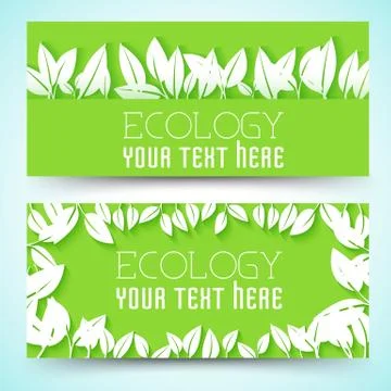 Flat eco leaf banners concept. Vector illustration design Stock Illustration