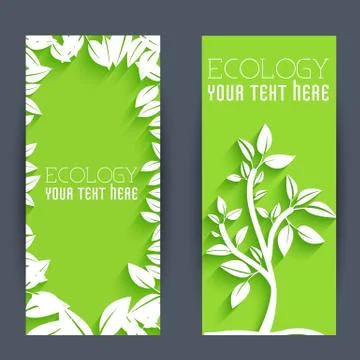 Flat eco leaf banners concept. Vector illustration design Stock Illustration