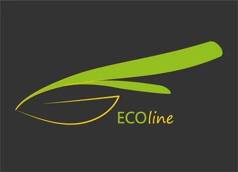 Flat Eco logo. Vector green leaf icon on dark Illustrazione stock