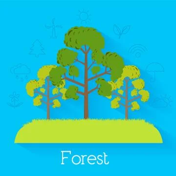Flat eco nature tree background illustration concept Stock Illustration
