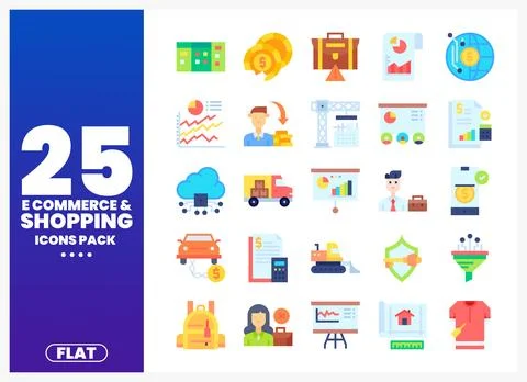 Flat ecommerce and shopping icons in a professional pack Иллюстрация