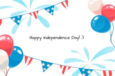 Flat editable greeting card Happy Independence Day Stock Illustration