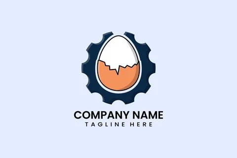 Flat egg and gear mechanical engineering logo icon Stockillustratie
