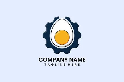 Flat egg and gear mechanical engineering logo icon Stockillustratie
