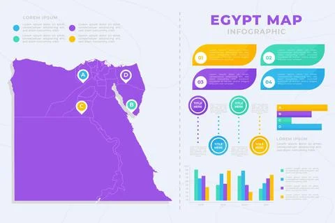 Flat egypt map infographic Stock Illustration
