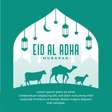 Flat eid al adha mubarak for social media post design template Stock Illustration