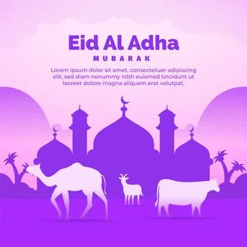 Flat eid al adha mubarak for social media post design template Stock Illustration