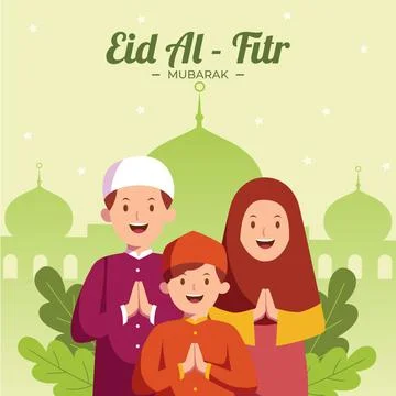 Flat eid al fitr illustration vector design Stock Illustration