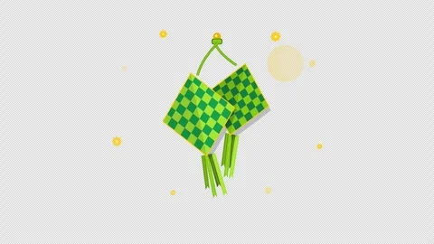 Flat Eid Ketupat Weave Pouch Double Bouncing Transparent Stock-Footage 347661425
