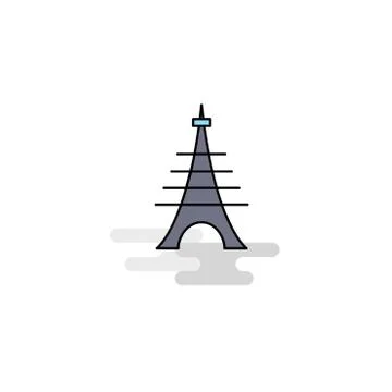 Flat Eiffel tower Icon. Vector Ilustración de archivo