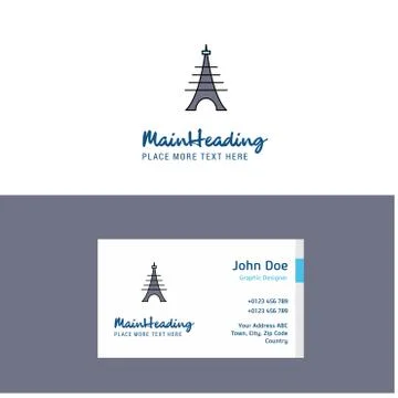 Flat Eiffel tower Logo and Visiting Card Template. Busienss Concept Logo Desi Stock Illustration