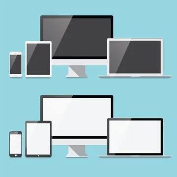Flat Electronic Devices Set Stock Illustration