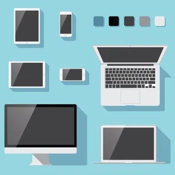 Flat Electronic Devices Set Stock Illustration
