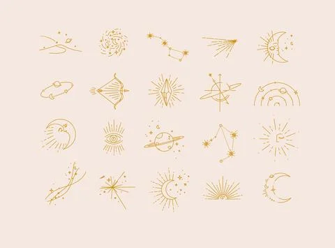 Flat elegance astrology icons Stock-Illustration