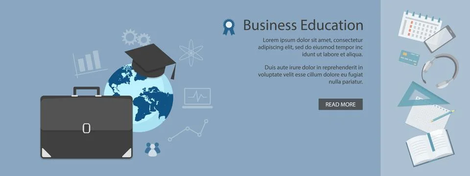 Flat  elements of business education Stock Illustration