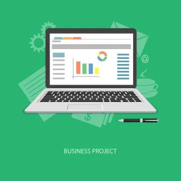 Flat  elements of business 库存插图