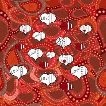 Flat elements. Design. Vector. Print. Tender fabric pattern. Doodles orange, red Illustrazione stock