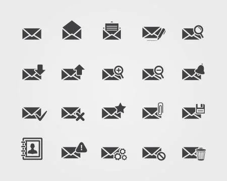 Flat Email icons set Stock Illustration