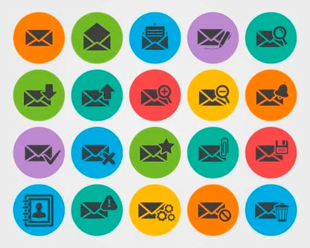 Flat Email icons set Stock Illustration