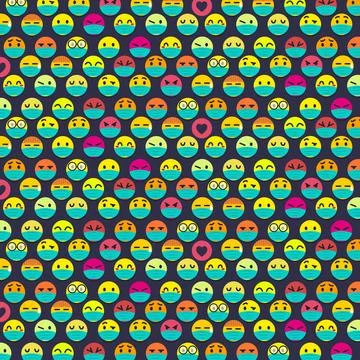 Flat emoji with face mask pattern Stock Illustration