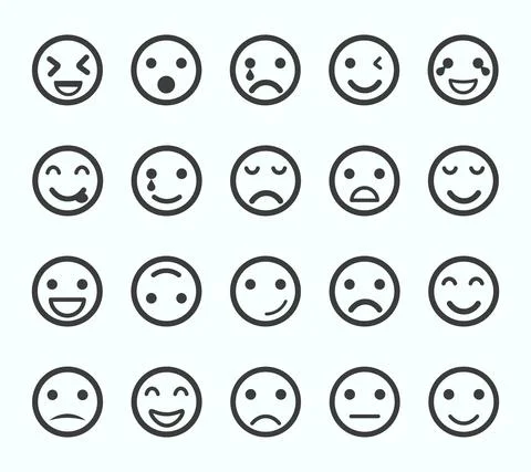 Flat Emojis Pack , isolated vector set Stock Illustration