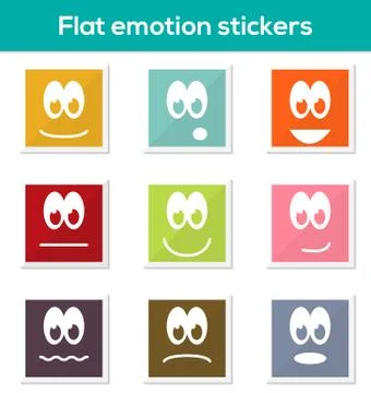 Flat emotion stickers Stock Illustration