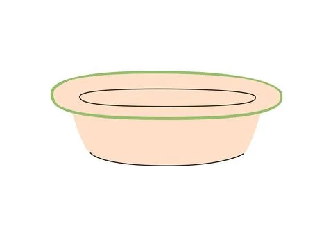 Flat enameled basin vector illustration. Metal aluminum basin for wahing and  Stock Illustration