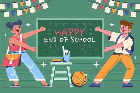 Flat end of school background Stock Illustration