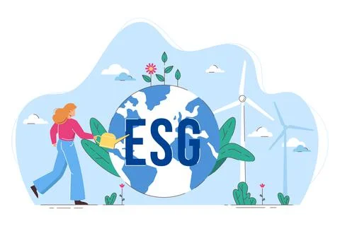 Flat ESG environmental and saving Earth Stock Illustration