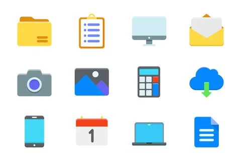 Flat essential icon set. Stock Illustration