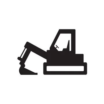 Flat excavator icon Stock Illustration