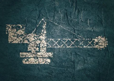 Flat excavator icon. Stock Illustration