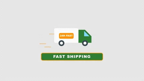Flat express delivery van moving fast with speed lines in vector style Stock Footage 347344579