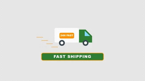 Flat express delivery van moving fast with speed lines in vector style 库存影片 347344990