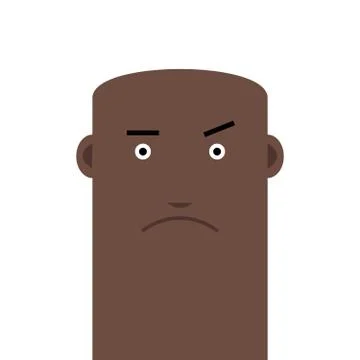 Flat face bald angry man avatar vector character Stock Illustration